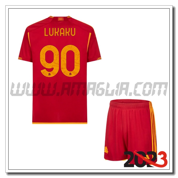 Kit Maglia AS Roma Bambino LUKAKU #90 Prima 2023 2024