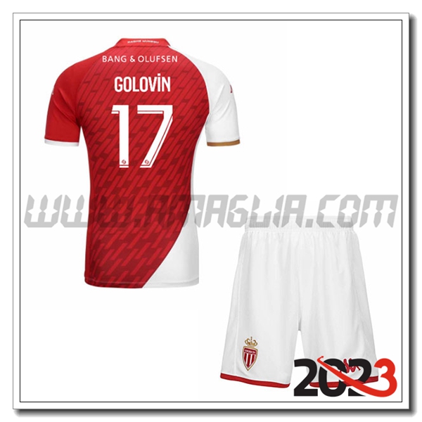 Kit Maglia AS Monaco Bambino GOLOVIN #17 Prima 2023 2024