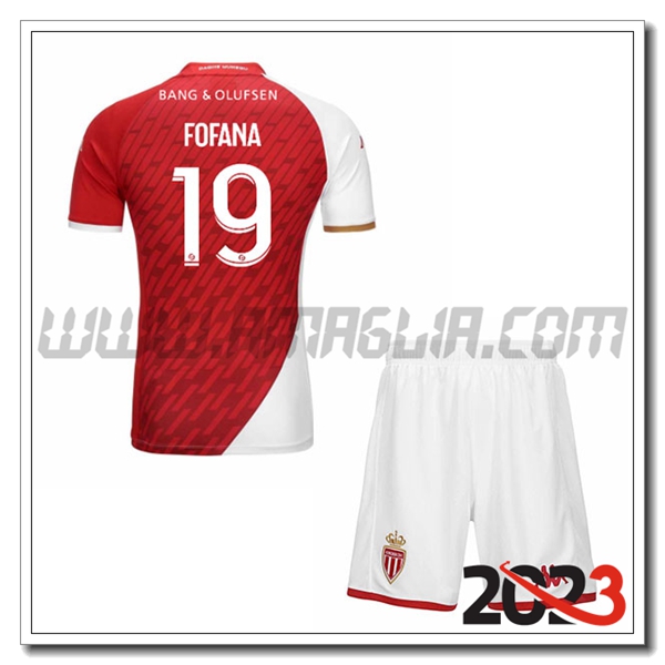 Kit Maglia AS Monaco Bambino FOFANA #19 Prima 2023 2024