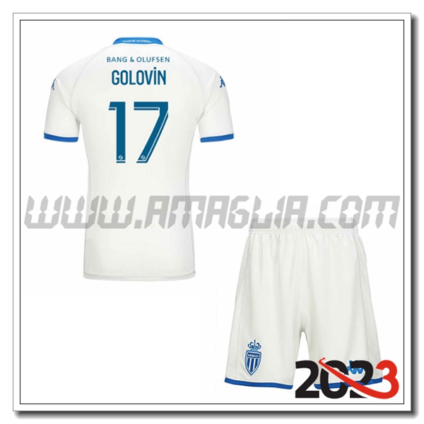 Kit Maglia AS Monaco Bambino GOLOVIN #17 Terza 2023 2024
