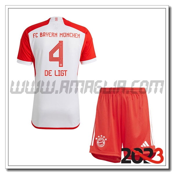 Kit Maglia Bayern Monaco Bambino DE LIGT #4 Prima 2023 2024