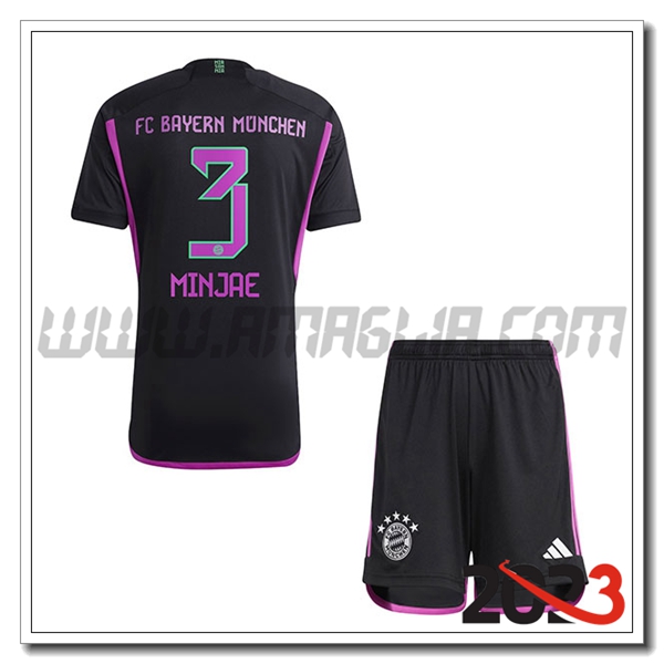 Kit Maglia Bayern Monaco Bambino MINJAE #3 Seconda 2023 2024