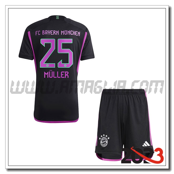Kit Maglia Bayern Monaco Bambino M脺LLER #25 Seconda 2023 2024