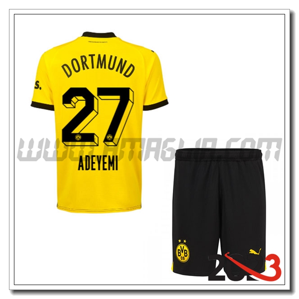 Kit Maglia Dortmund BVB Bambino ADEYEMI #27 Prima 2023 2024