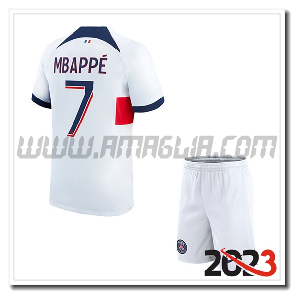 Kit Maglia PSG Bambino MBAPP脡 #7 Seconda 2023 2024