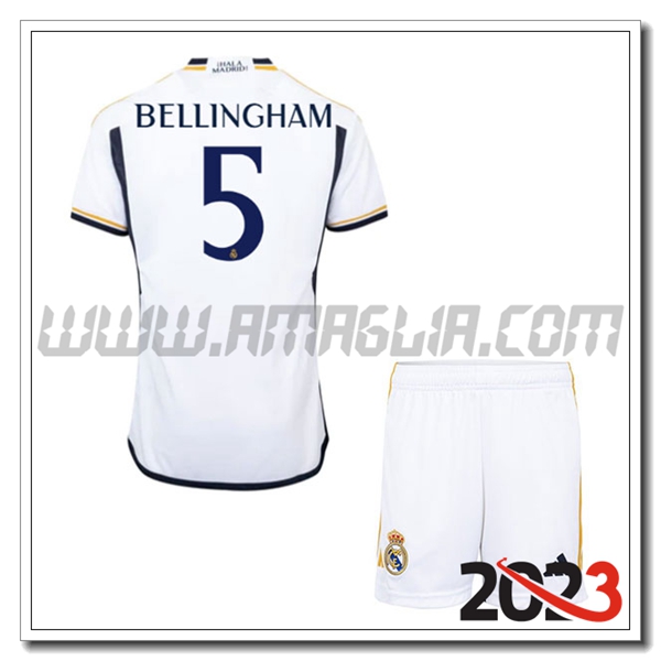 Kit Maglia Real Madrid Bambino BELLINGHAM #5 Prima 2023 2024