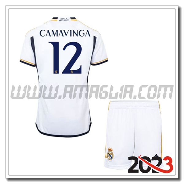 Kit Maglia Real Madrid Bambino CAMAVINGA #12 Prima 2023 2024