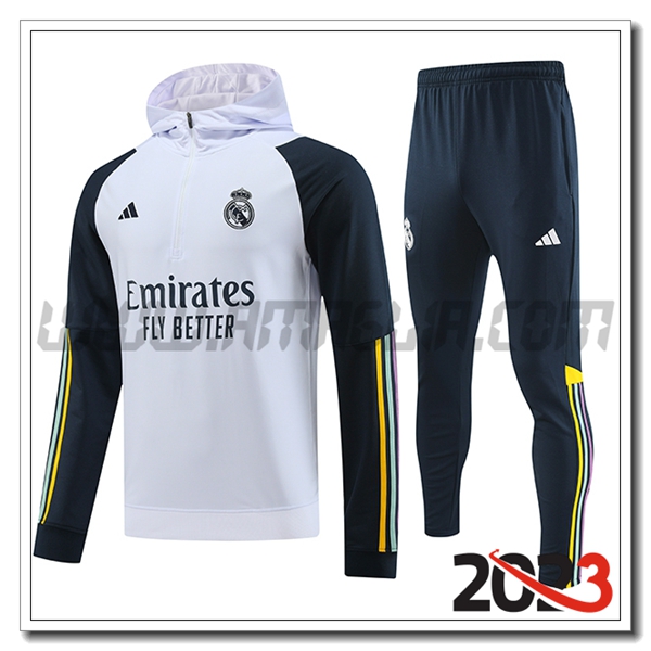 Giacca Con Cappuccio Tuta Real Madrid Bianco 2023 2024