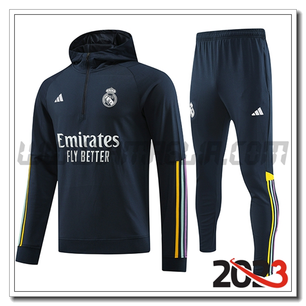 Giacca Con Cappuccio Tuta Real Madrid blu marina 2023 2024