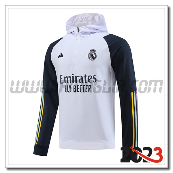 Felpa Allenamento Cappuccio Real Madrid Bianco 2023 2024