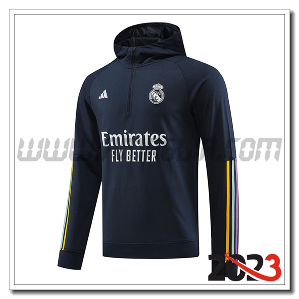 Felpa Allenamento Cappuccio Real Madrid blu marina 2023 2024