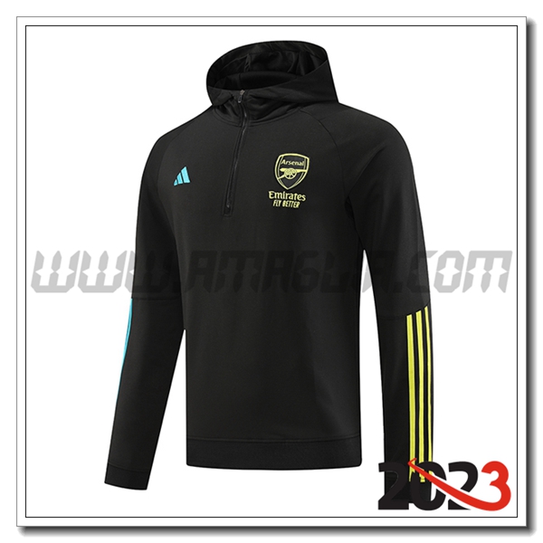 Felpa Allenamento Cappuccio Arsenal Nero 2023 2024