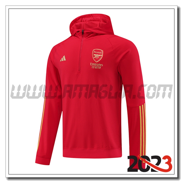 Felpa Allenamento Cappuccio Arsenal Rosso 2023 2024