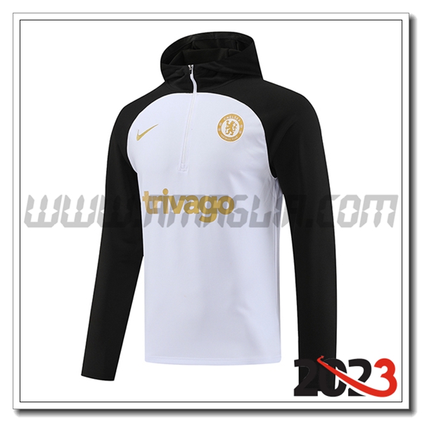 Felpa Allenamento Cappuccio FC Chelsea Bianco/Nero 2023 2024