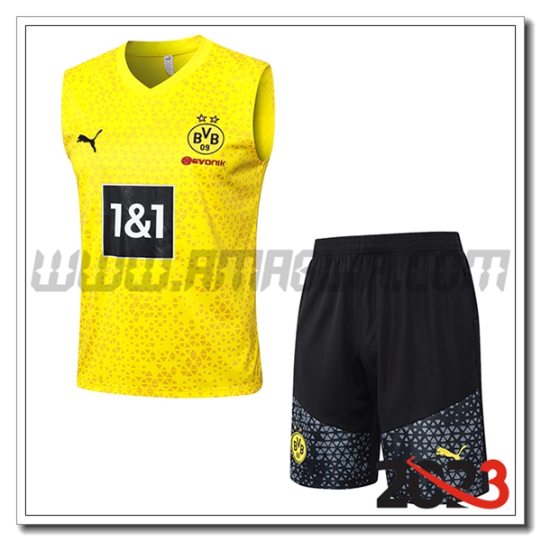 Kit Canotta Allenamento + Pantalonicini Dortmund Giallo 2023 2024