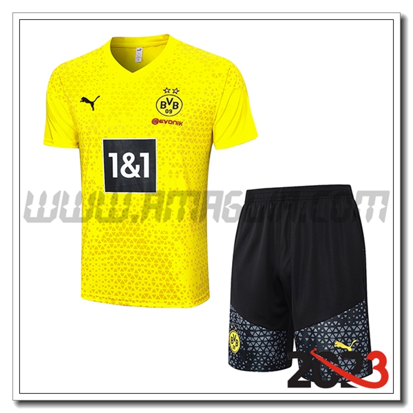T Shirt Allenamento + Pantalonicini Dortmund Giallo 2023 2024 -03