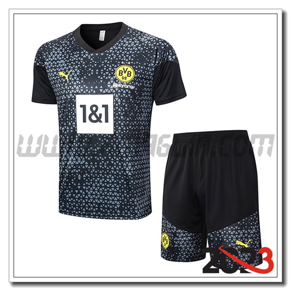 T Shirt Allenamento + Pantalonicini Dortmund Nero 2023 2024 -03