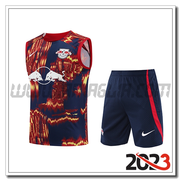Kit Canotta Allenamento + Pantalonicini RB Leipzig Rosso/Blu 2023 2024