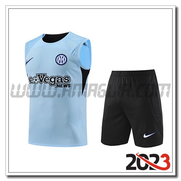 Kit Canotta Allenamento + Pantalonicini Inter Milan Azzurro 2023 2024 -02