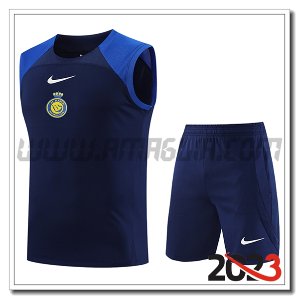 Kit Canotta Allenamento + Pantalonicini Al-Nassr FC Blu Marina 2023 2024