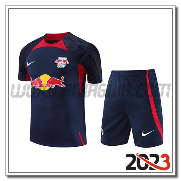 T Shirt Allenamento + Pantalonicini RB Leipzig Blu Marina 2023 2024