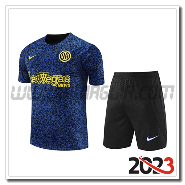 T Shirt Allenamento + Pantalonicini Inter Milan Blu Marina 2023 2024