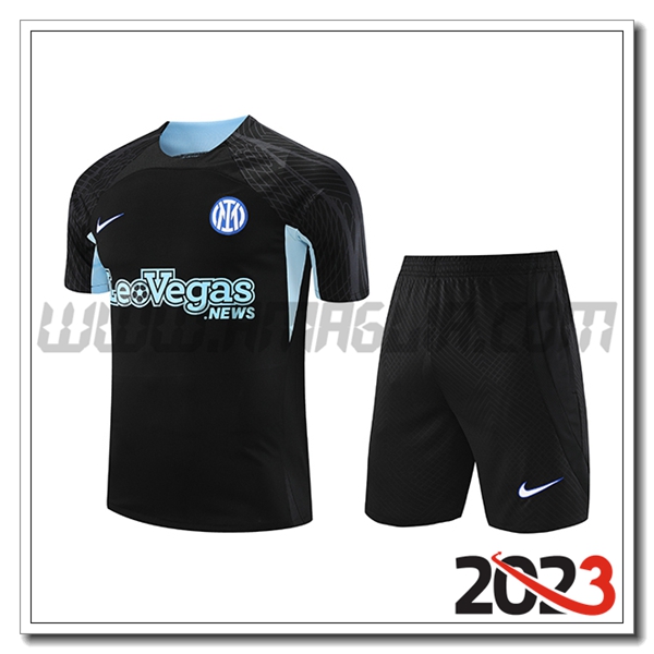 T Shirt Allenamento + Pantalonicini Inter Milan Nero 2023 2024 -02