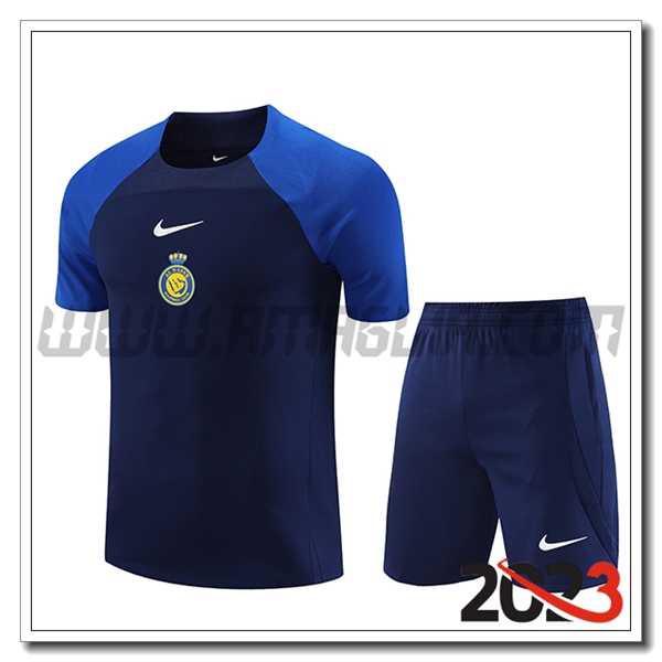 T Shirt Allenamento + Pantalonicini Al-Nassr FC Blu Marina 2023 2024