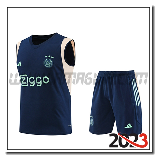 Kit Canotta Allenamento + Pantalonicini Ajax Blu Marina 2023 2024