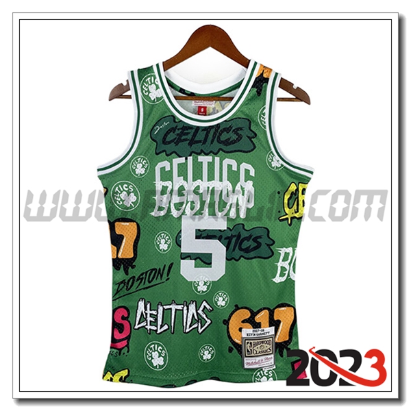 Maglia Boston Celtics (GARNETT #5) 2023/24 Verde -03