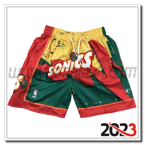 Pantalonicini NBA Oklahoma City Thunder 2023/24 Rosso/Giallo/Verde