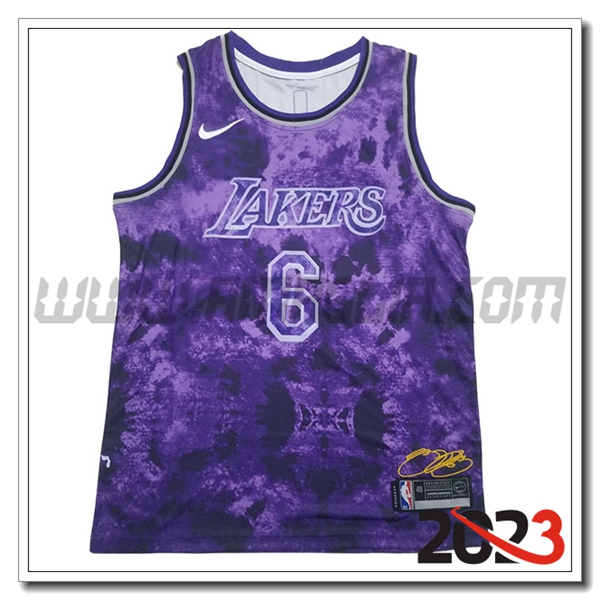 Maglia Los Angeles Lakers (JAMES #6) 2023/24 viola -03