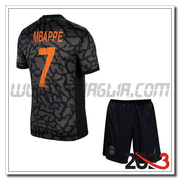 Kit Maglia PSG Bambino MBAPP脡 #7 Terza 2023 2024