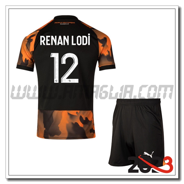 Kit Maglia Marsiglia OM Bambino RENAN LODI #12 Terza 2023 2024