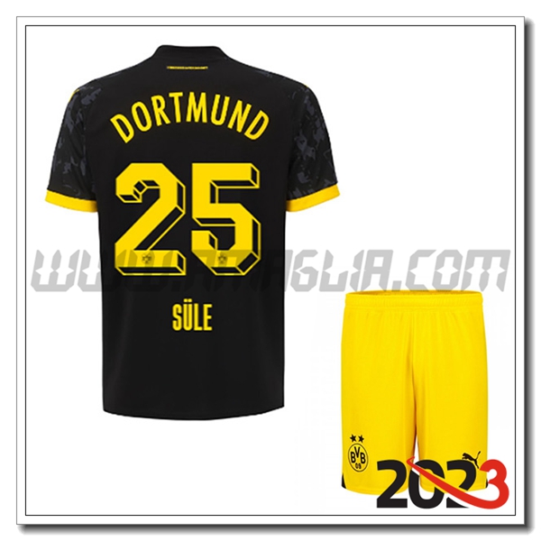 Kit Maglia Dortmund BVB Bambino S脺LE #25 Seconda 2023 2024