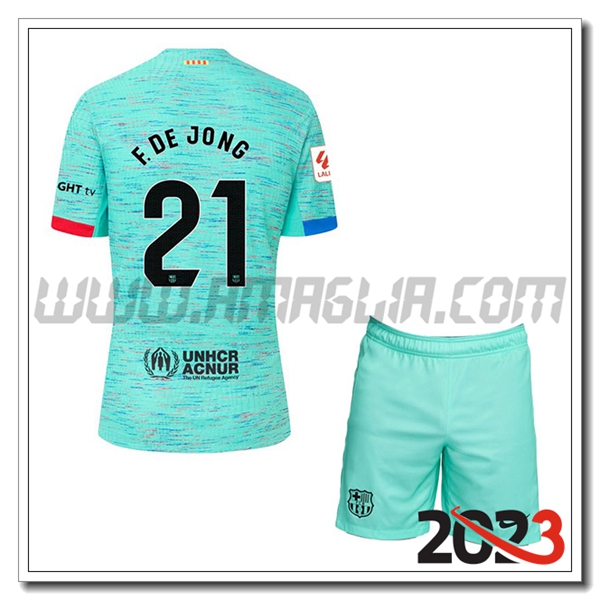 Kit Maglia FC Barcellona Bambino F. DE JONG #21 Terza 2023 2024