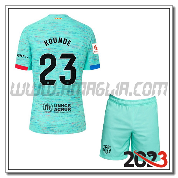 Kit Maglia FC Barcellona Bambino KOUNDE #23 Terza 2023 2024