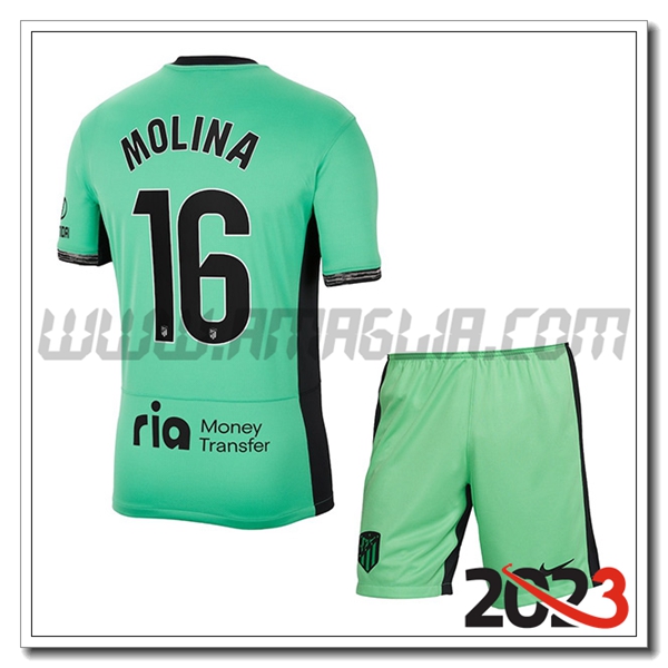 Kit Maglia Atletico Madrid Bambino NAHUEL MOLINA #16 Terza 2023 2024