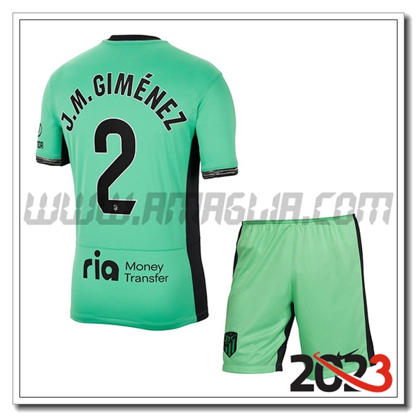 Kit Maglia Atletico Madrid Bambino J.M. GIM脡NEZ #2 Terza 2023 2024