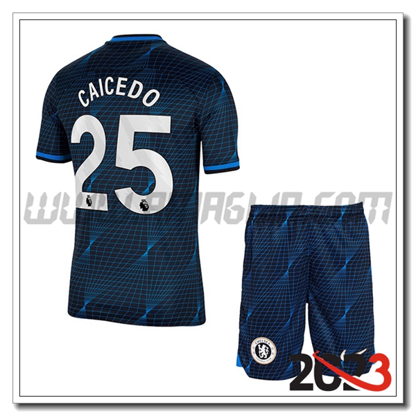 Kit Maglia FC Chelsea Bambino CAICEDO #25 Seconda 2023 2024