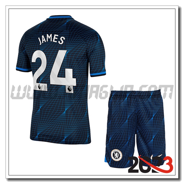 Kit Maglia FC Chelsea Bambino JAMES #24 Seconda 2023 2024