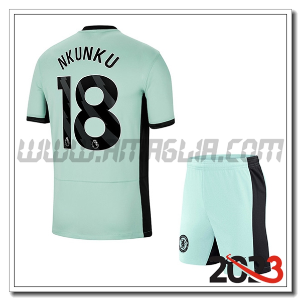 Kit Maglia FC Chelsea Bambino NKUNKU #18 Terza 2023 2024