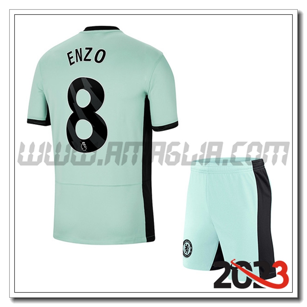 Kit Maglia FC Chelsea Bambino ENZO #8 Terza 2023 2024