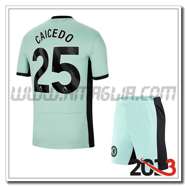 Kit Maglia FC Chelsea Bambino CAICEDO #25 Terza 2023 2024