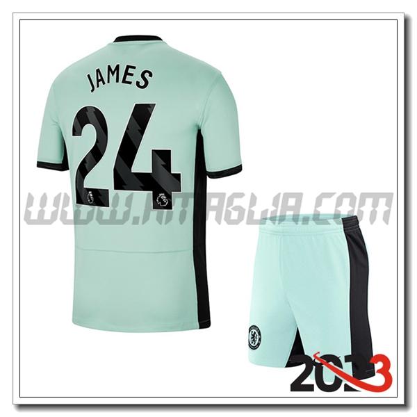 Kit Maglia FC Chelsea Bambino JAMES #24 Terza 2023 2024