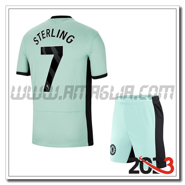 Kit Maglia FC Chelsea Bambino STERLING #7 Terza 2023 2024