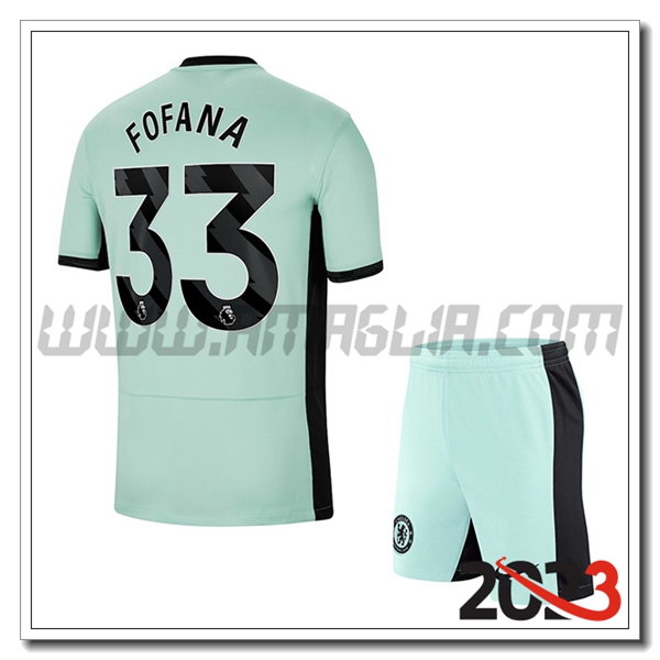 Kit Maglia FC Chelsea Bambino FOFANA #33 Terza 2023 2024