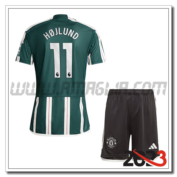Kit Maglia Manchester United Bambino HOJLUND #11 Seconda 2023 2024