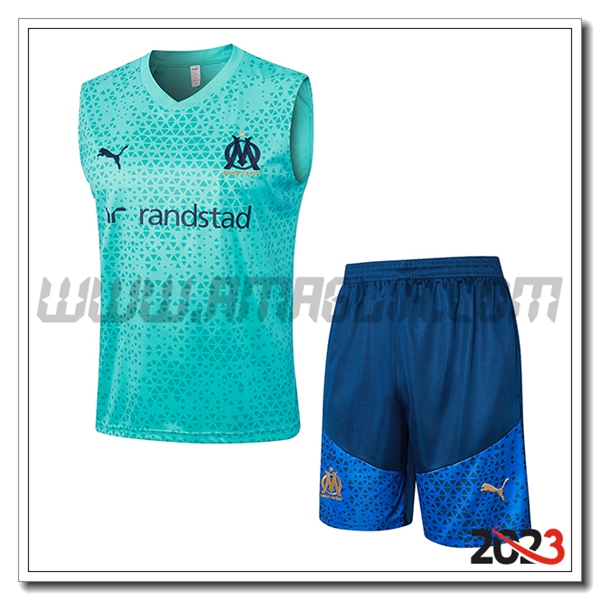 Kit Canotta Allenamento + Pantalonicini Marsiglia Azzurro 2023 2024
