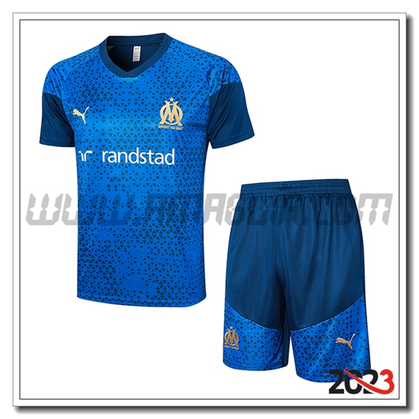 Kit Maglia Allenamento + Pantaloncini Marsiglia Blu 2023 2024 -02